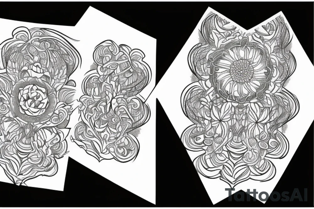 Organic shape that is flowy and radiant, on the back tattoo idea
