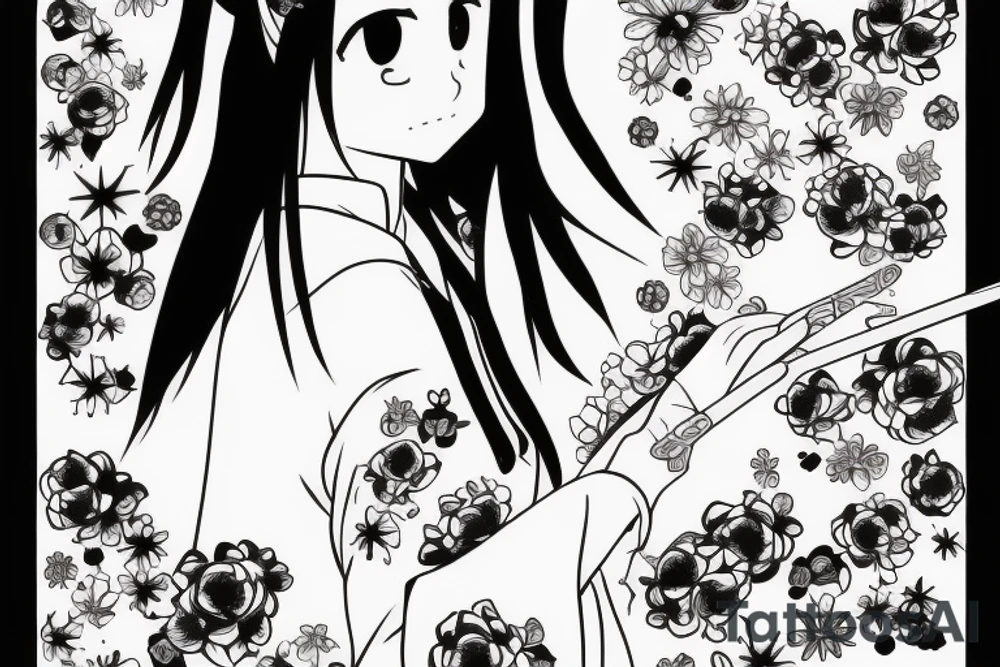 Nezuko from demon slayer with flower tattoo idea