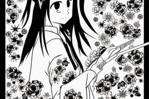 Nezuko from demon slayer with flower tattoo idea