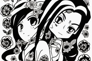 Nezuko from demon slayer with flower tattoo idea