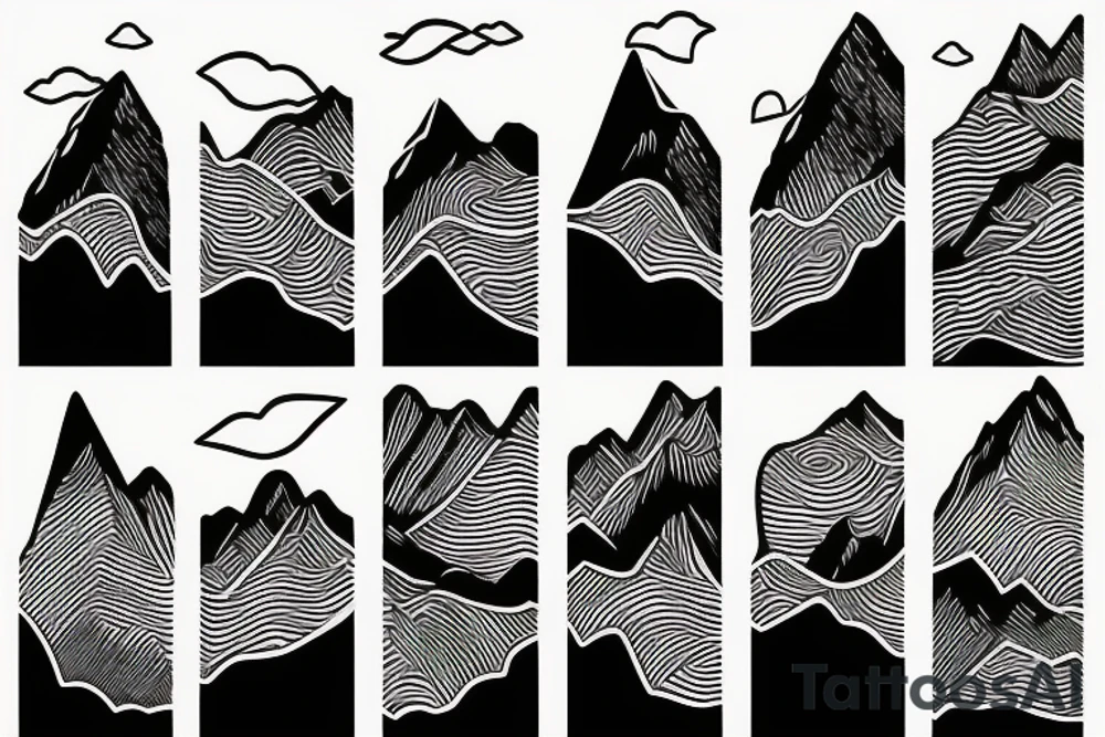 line of mountain tops with musical inserts, meaning tattoo idea