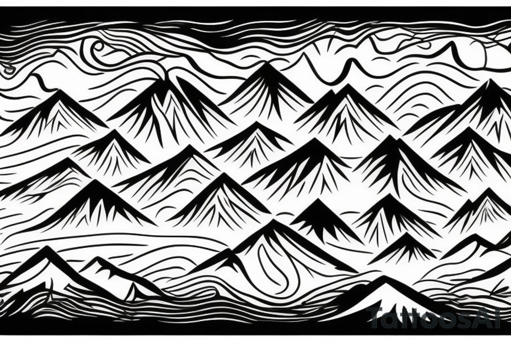 line of mountain tops with musical inserts, meaning tattoo idea