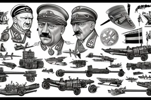 Hitler, tiger tank, Bismark battle ship,WW2 aircrafts tattoo idea