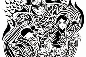 national uzbek style, tatoo on chest tattoo idea