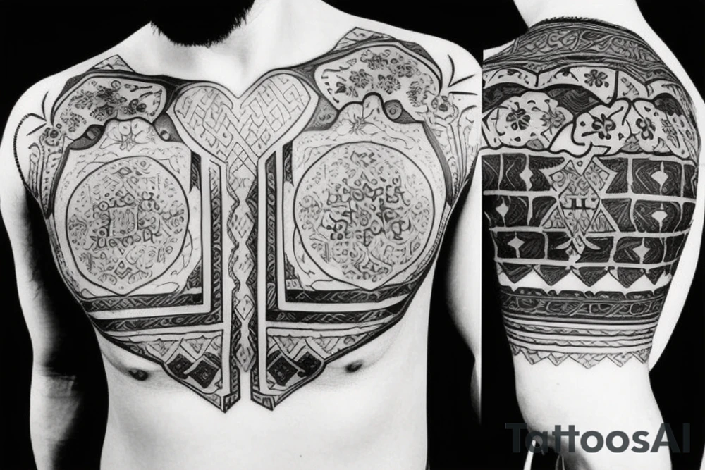 national uzbek style, tatoo on chest tattoo idea
