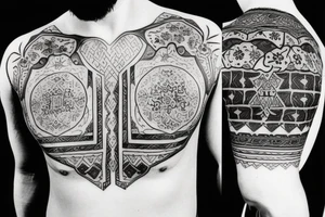national uzbek style, tatoo on chest tattoo idea