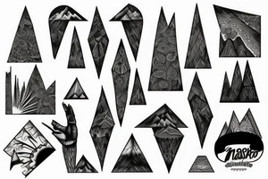 Sky, mountain, trees tattoo idea
