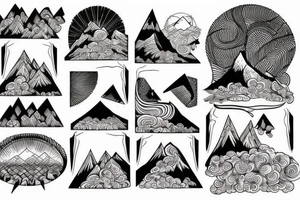 Sky, mountain, trees, tatoo on chest tattoo idea