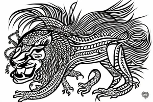 Lizard with lion hair aztec tattoo idea