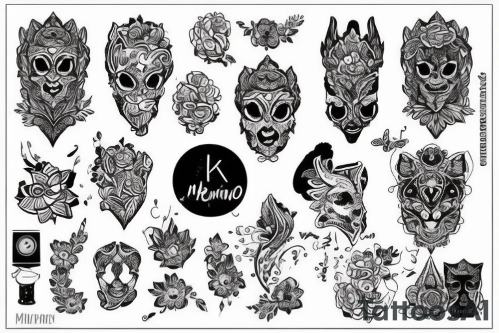 Чёрная кошка в шлеме, на коне с мечом tattoo idea
