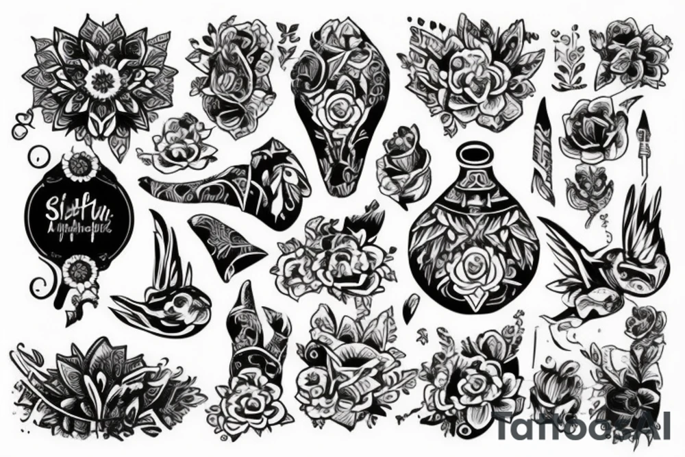 Чёрная кошка в шлеме, на коне с мечом tattoo idea