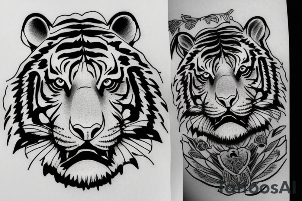 head of tiger with more details tattoo idea