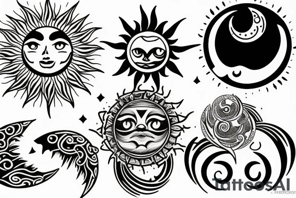 Sun and Moon tattoo idea