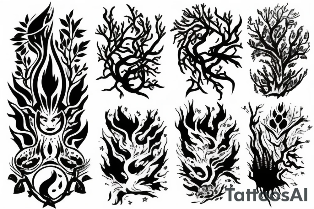 Night forest and fire tattoo idea