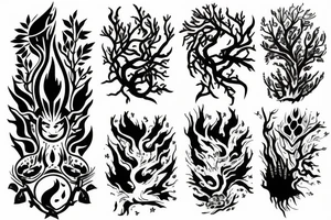 Night forest and fire tattoo idea