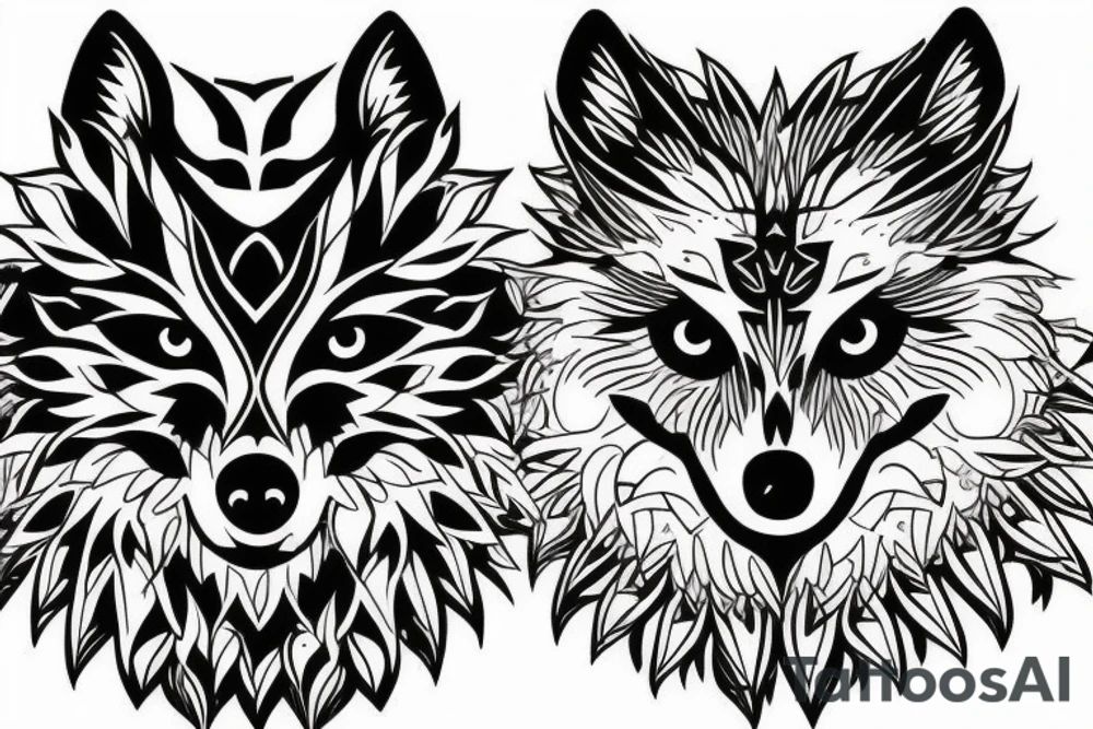 Wolf and owl tattoo idea