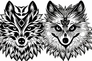 Wolf and owl tattoo idea