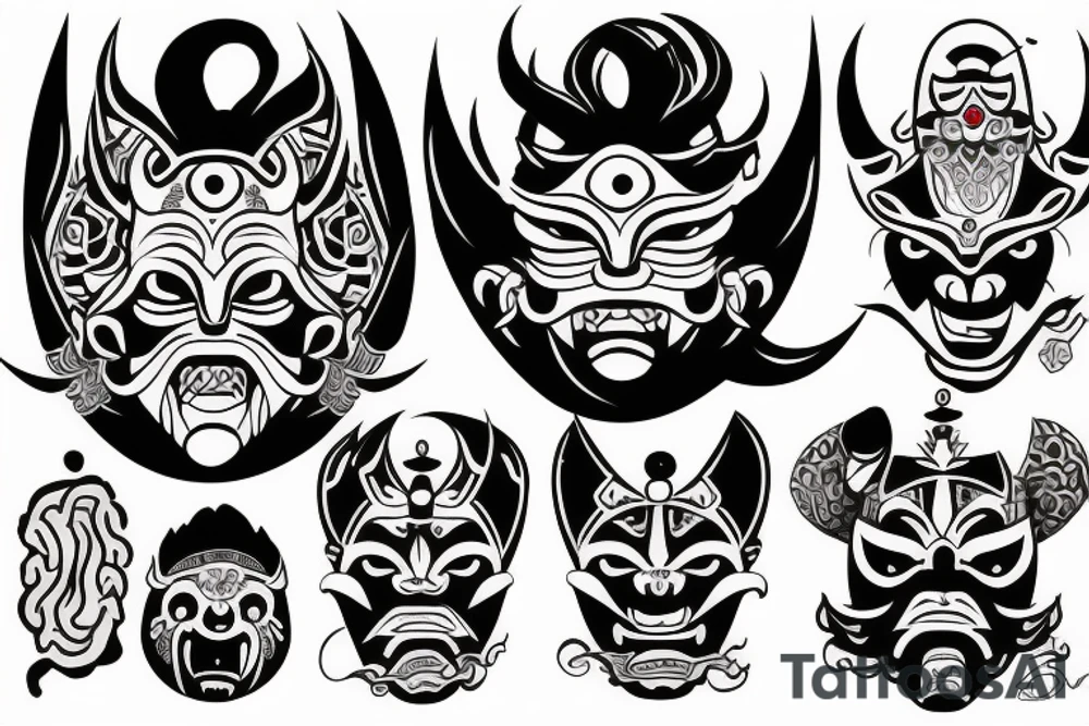 ritual mask oni tattoo idea