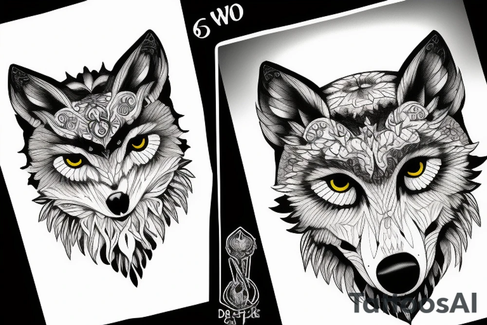 wolf with owl tattoo idea