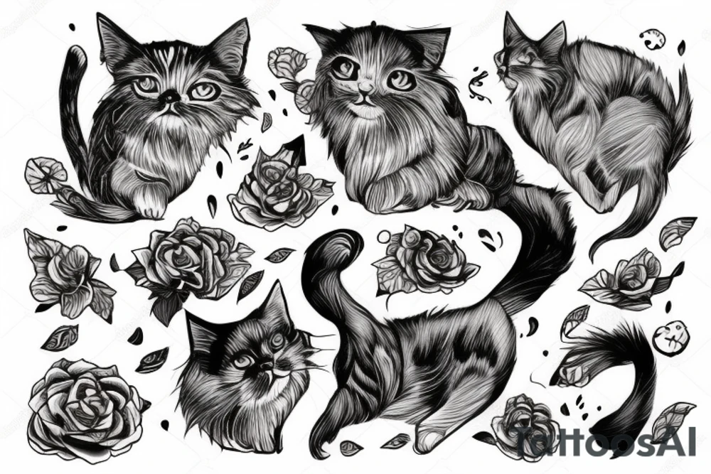 Beautiful ginger cat sit on bed tattoo idea
