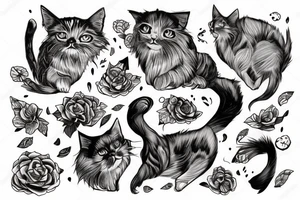 Beautiful ginger cat sit on bed tattoo idea