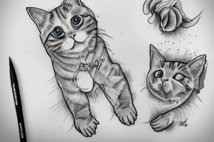 Beautiful ginger cat sit on bed tattoo idea
