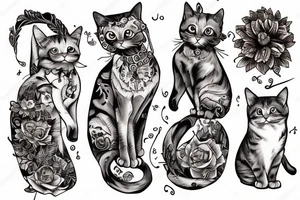 Beautiful ginger cat sit on bed tattoo idea