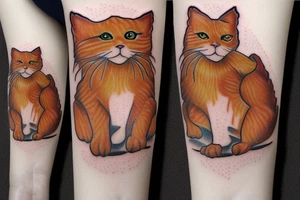 Beautiful ginger cat sit on bed tattoo idea