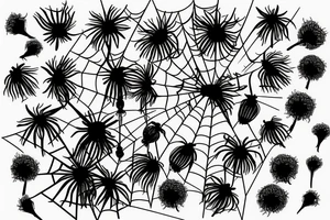 a spider on a swing blows away a dandelion tattoo idea