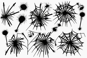 a spider on a swing blows away a dandelion tattoo idea