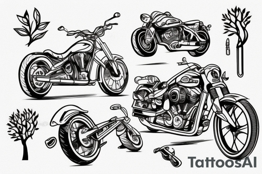 motorcycle road wrench tree tattoo idea