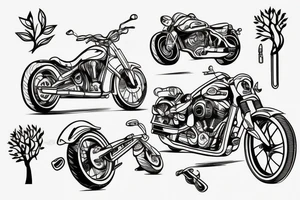 motorcycle road wrench tree tattoo idea