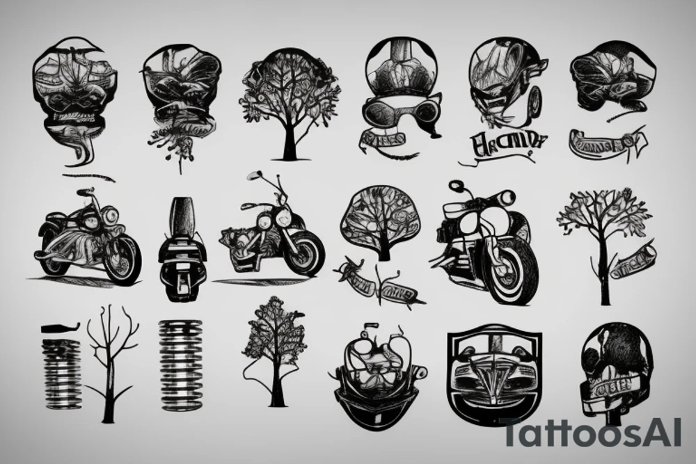 motorcycle road wrench tree tattoo idea