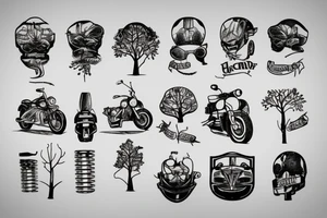 motorcycle road wrench tree tattoo idea