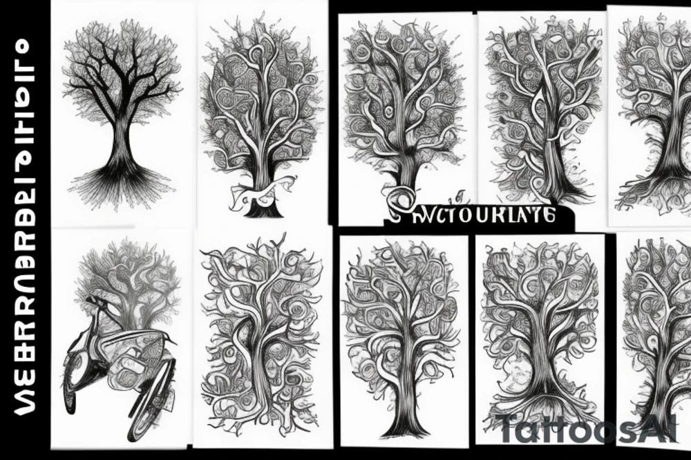 motorcycle road tree tattoo idea