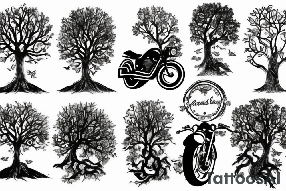 motorcycle road tree tattoo idea