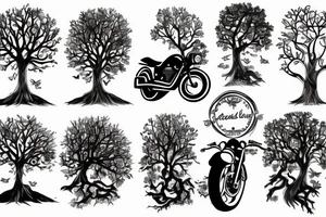 motorcycle road tree tattoo idea