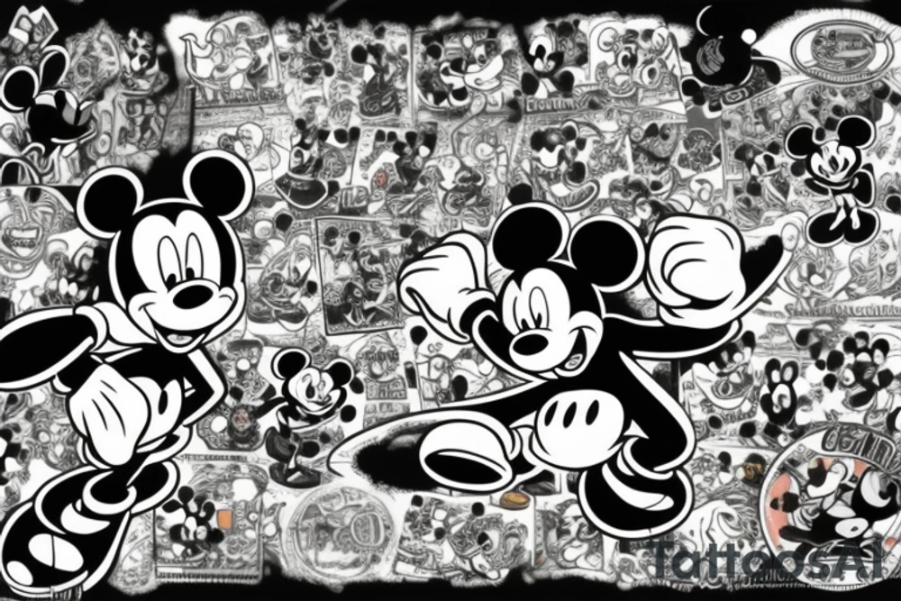 Mickey mouse fighting ben 10 tattoo idea
