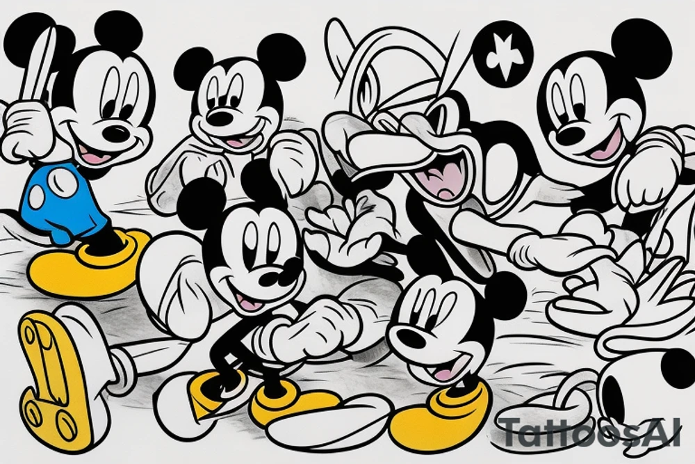 Mickey mouse fighting ben 10 tattoo idea