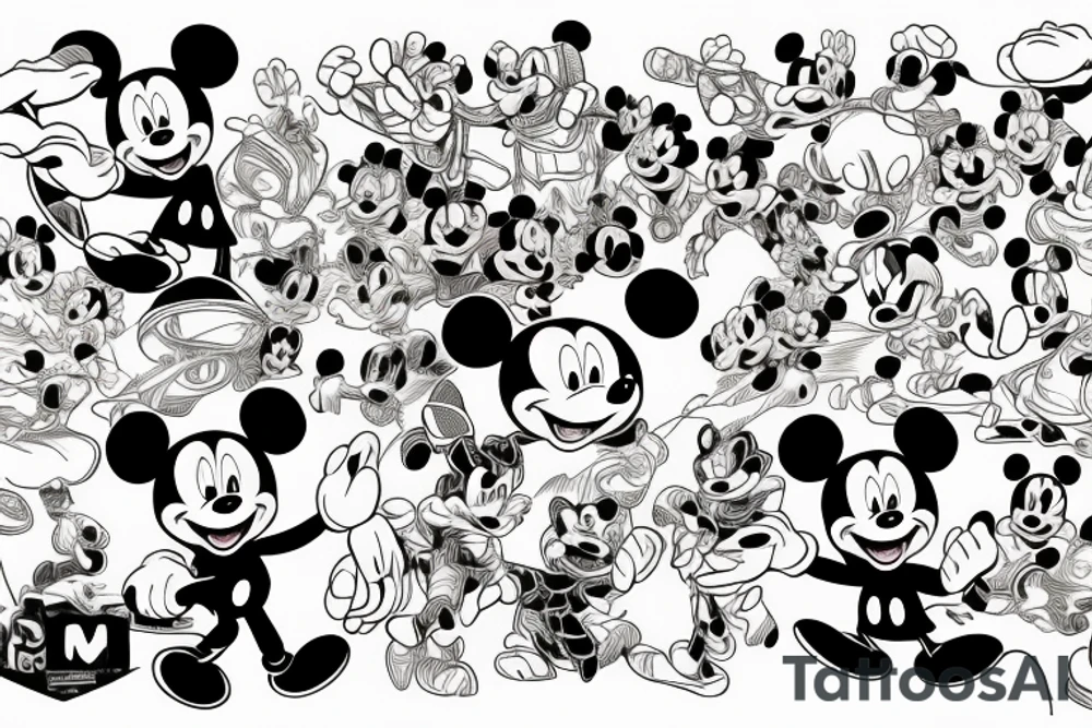 Mickey mouse fighting ben 10 tattoo idea