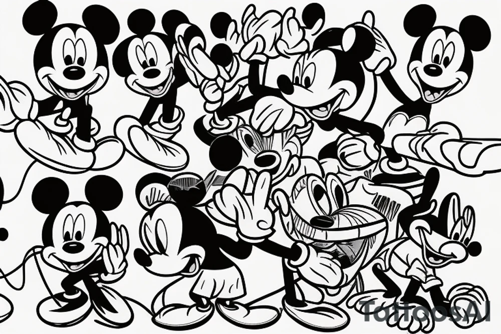 Mickey mouse fighting ben 10 tattoo idea