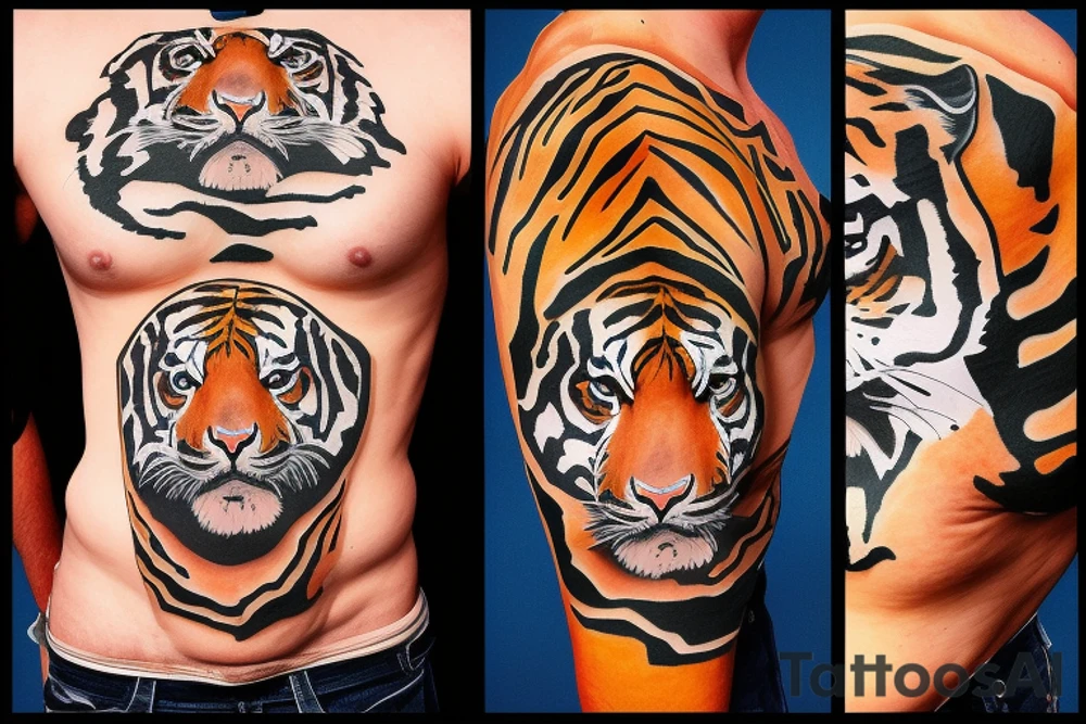 rocky balboa in front of a tiger tattoo idea