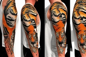 rocky balboa in front of a tiger tattoo idea