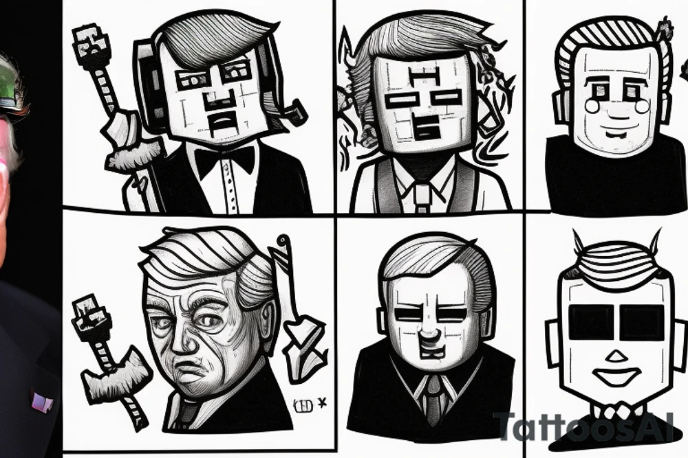 Joe Biden and Trump playing minecraft tattoo idea