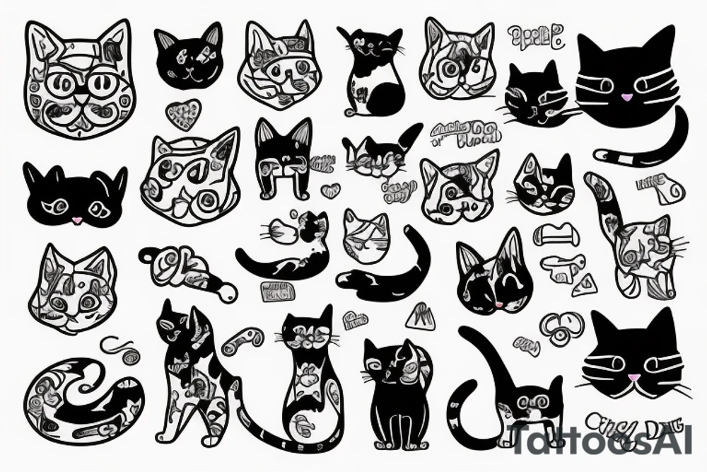 cat with dog tattoo idea