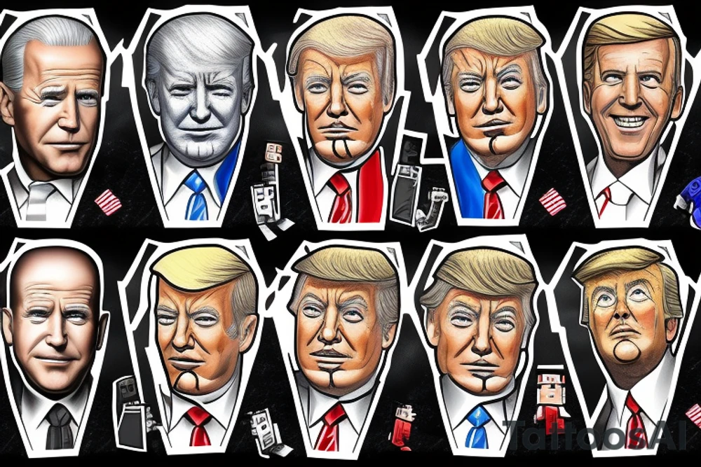 Joe Biden and Trump playing minecraft tattoo idea