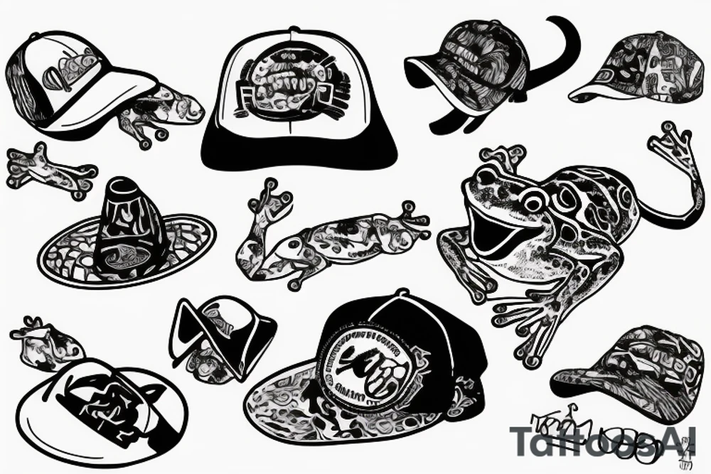 frog wears a cap tattoo idea