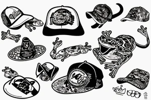 frog wears a cap tattoo idea
