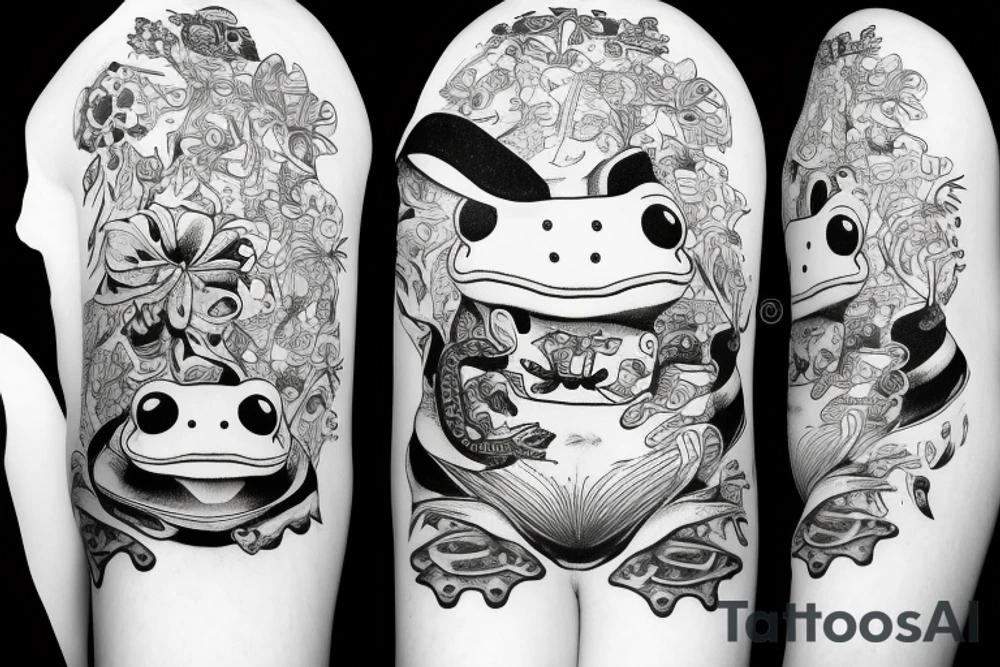 frog wears a cap tattoo idea