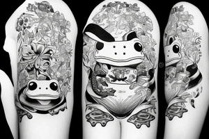 frog wears a cap tattoo idea